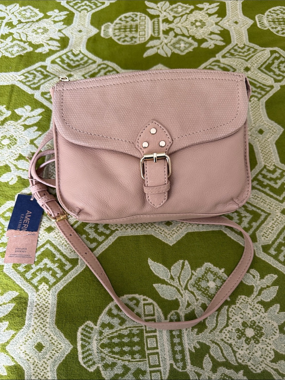 Convertible Pink Crossbody Bag with Buckle Accent